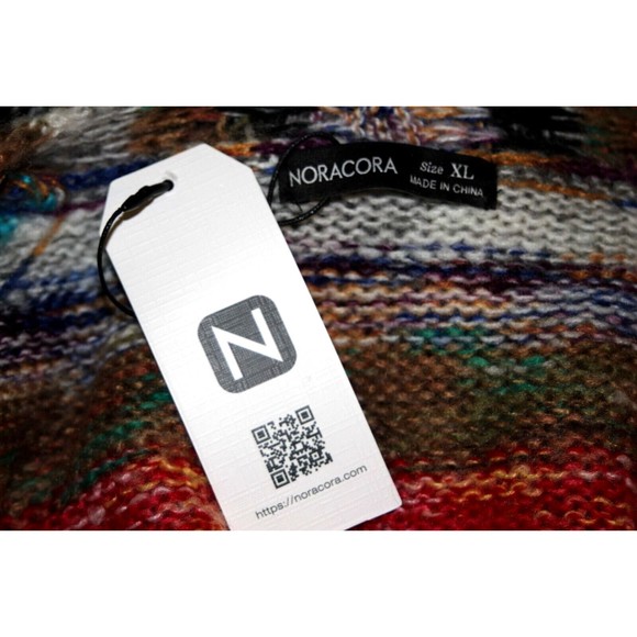 NORACORA Cardigan Womens Striped Colorful Open Front Pockets Boho Size XL - Picture 9 of 11